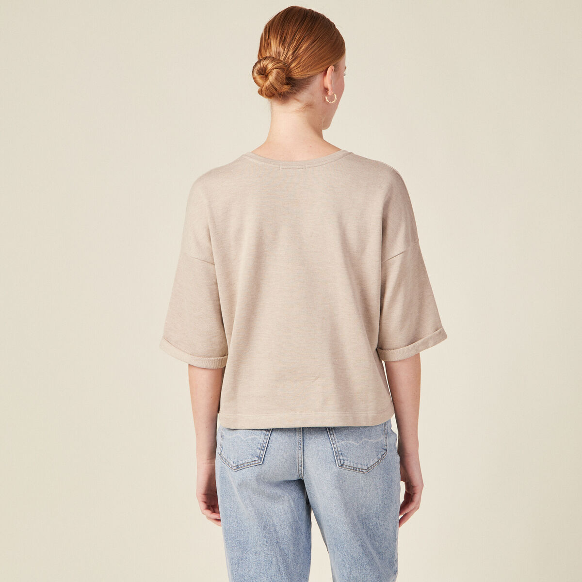 T-shirt à manches courtes creme femme