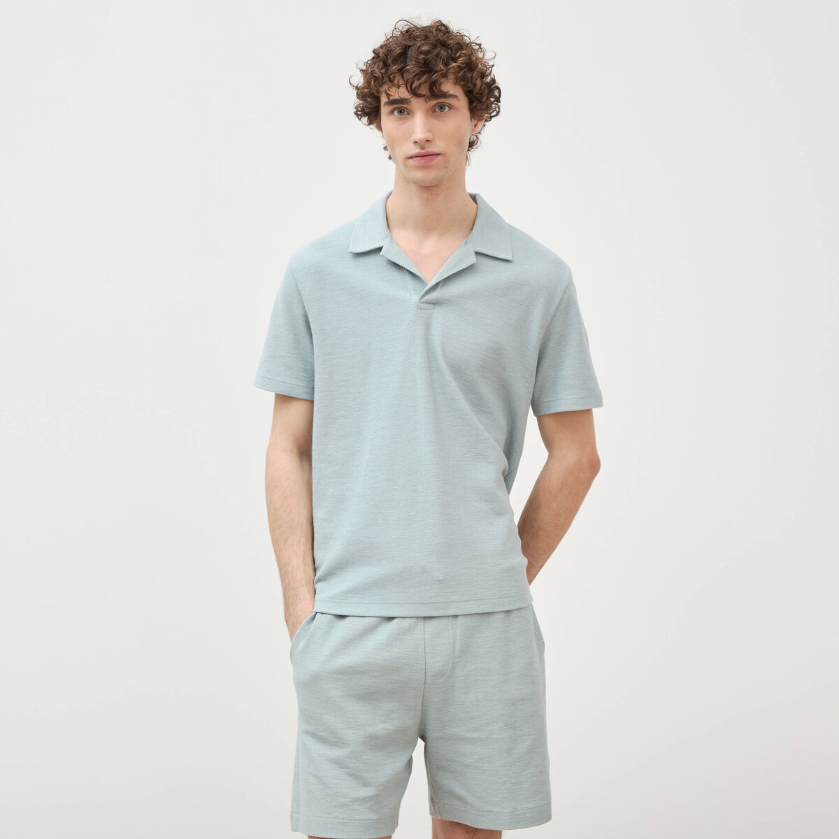 Polo manches courtes vert clair homme