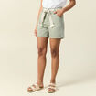Short boyfriend ceinturé jean vert kaki femme