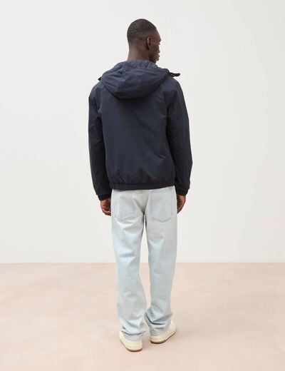 Parka coupe r&eacute;guli&egrave;re &agrave; capuche bleu marine homme