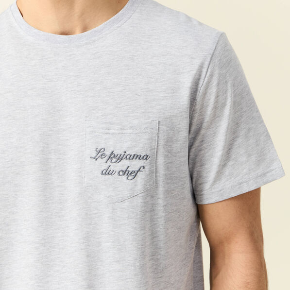 Ensemble pyjama 2 pièces gris clair homme