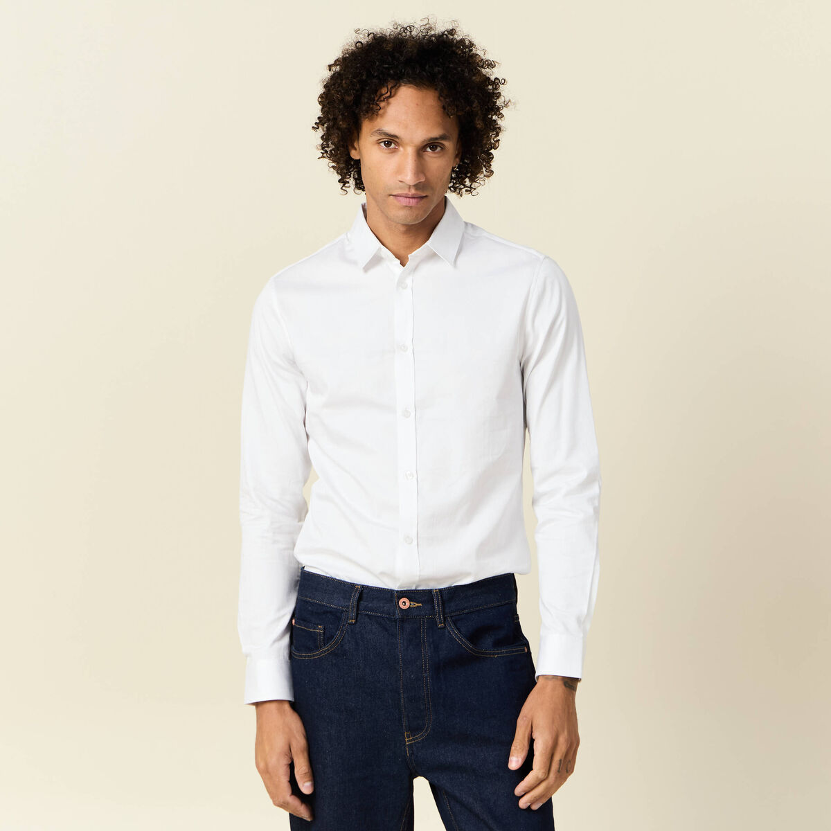 Chemise manches longues blanc homme