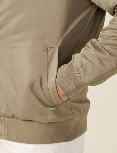 Bomber court manches longues doubl&eacute; taupe homme
