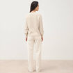 Pull col v manches longues creme femme