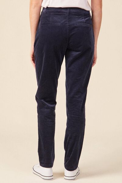 Pantalon chino velours côtelé bleu marine femme