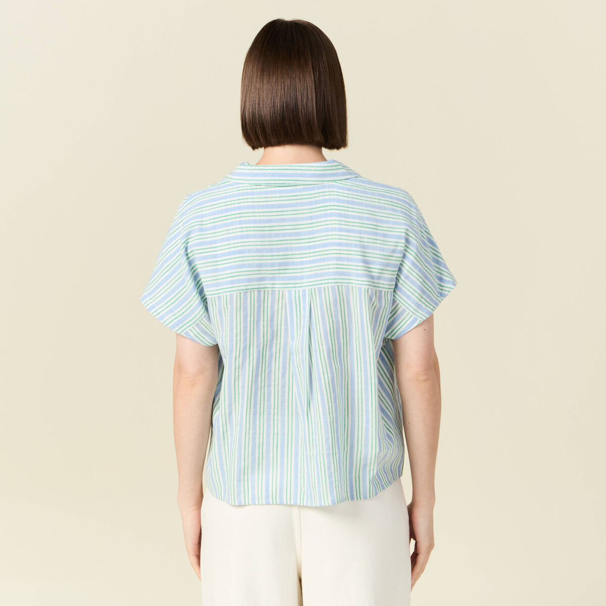 Chemise manches courtes bleu femme