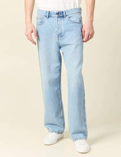 Jeans large 5 poches denim snow bleach homme