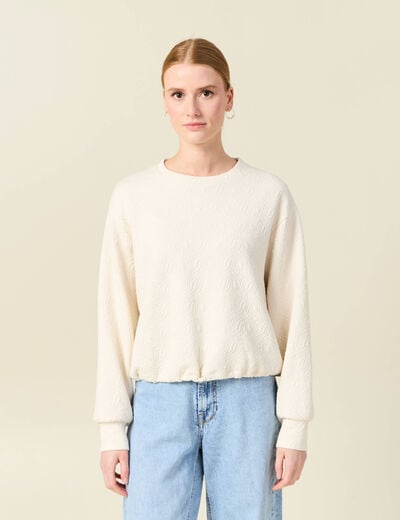 Sweat manches longues ecru femme