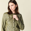 Blouson simili cuir vert kaki femme
