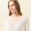 Pull manches longues ajouré ecru femme