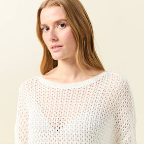 pull manches longues ajoure ecru femme Pull manches longues ajouré ecru femme