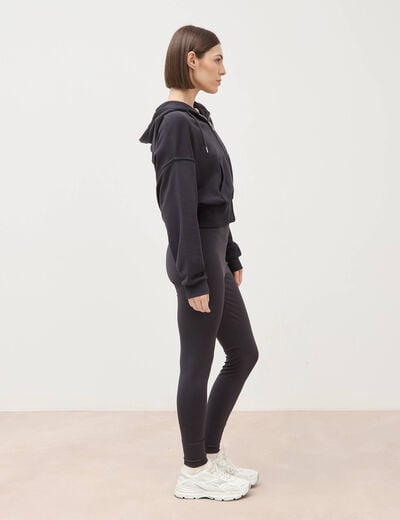 Sweat boyfriend &agrave; capuche gris fonc&eacute; femme