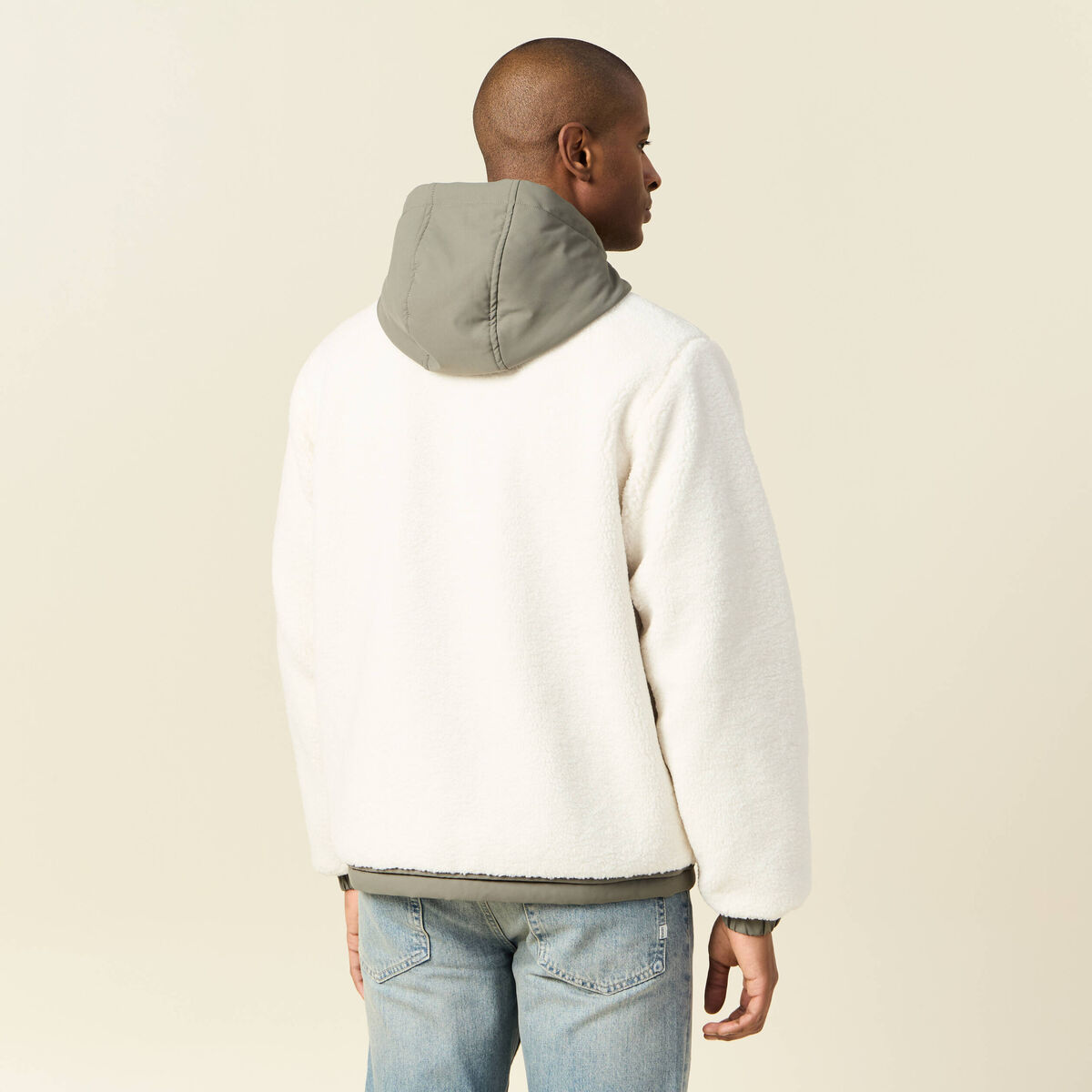 Blouson à capuche ecru homme