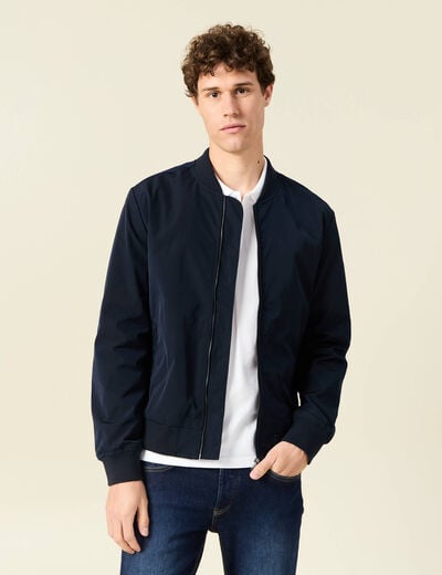Blouson court manches longues doubl&eacute; bleu marine homme