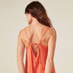 Robe longue droite satin orange foncé femme