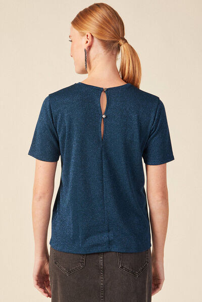 T-shirt manches courtes bleu canard femme