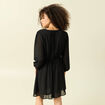 Robe fluide col v manches longues noir femme
