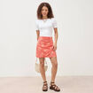 Jupe fluide doubl&eacute;e rouge corail femme