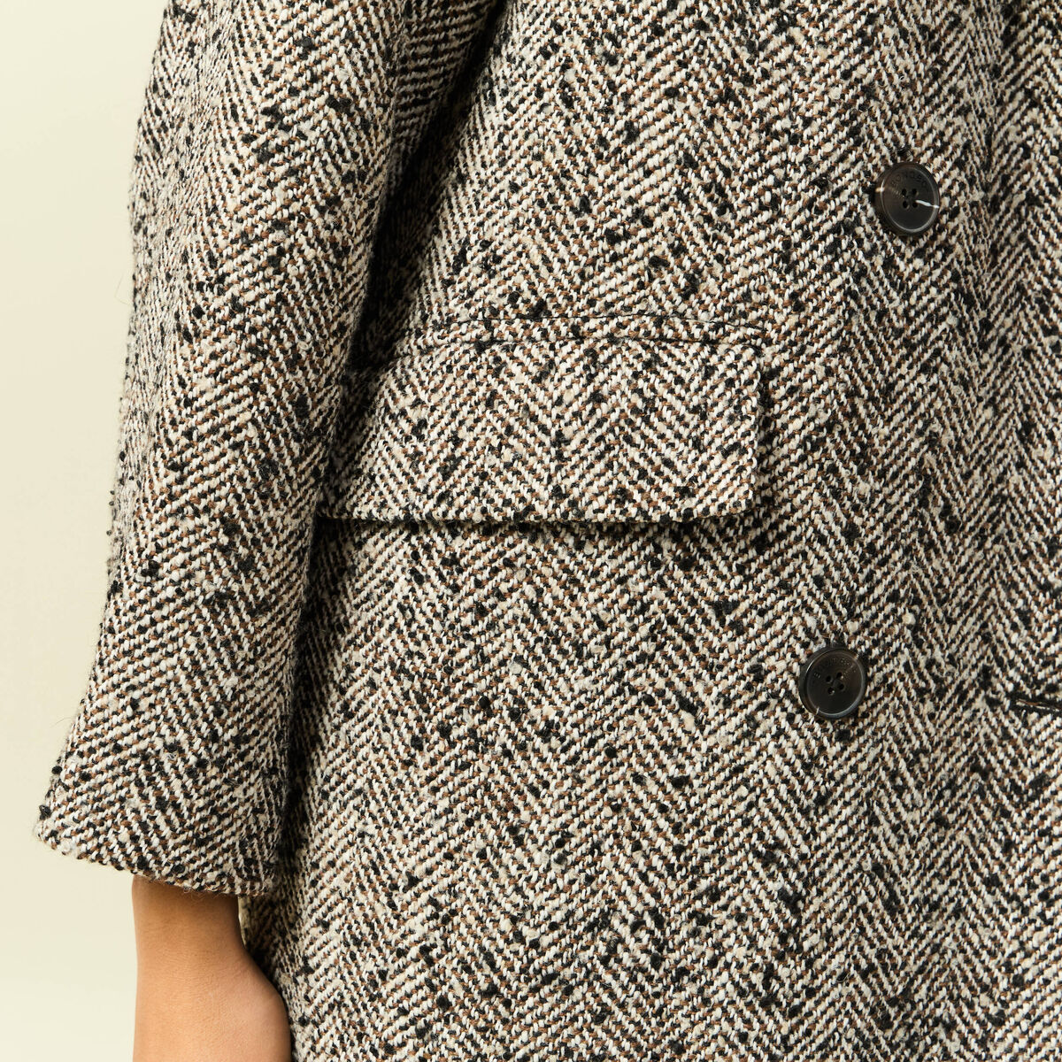 Manteau oversize col montant gris fonc&eacute; femme