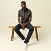 Polo col polo manches courtes en coton vert kaki homme