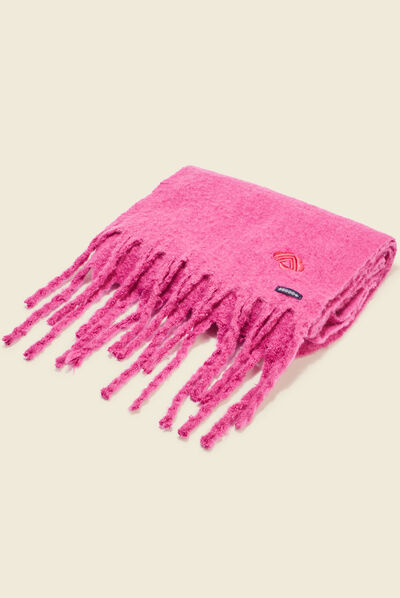 Écharpe à franges mauve femme