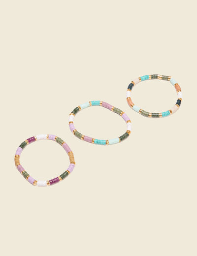 Lot 3 bracelets perles multicolore femme