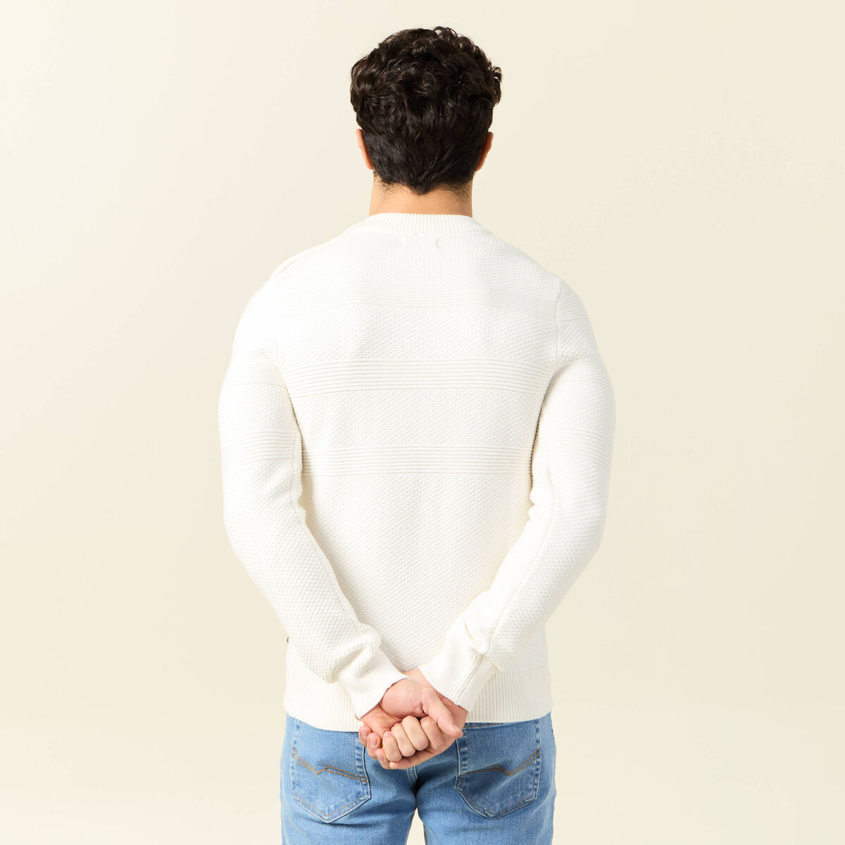 Pull manches longues ecru homme