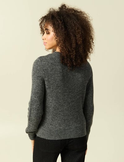 Pull manches longues &agrave; sequins gris fonc&eacute; femme