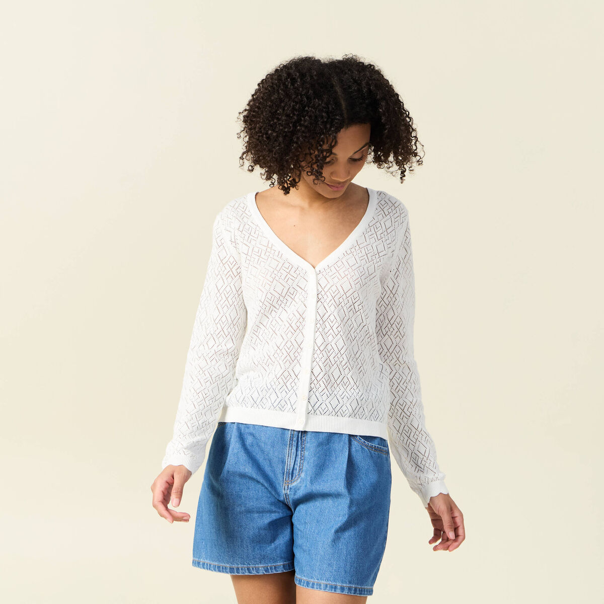 Gilet manches longues blanc femme