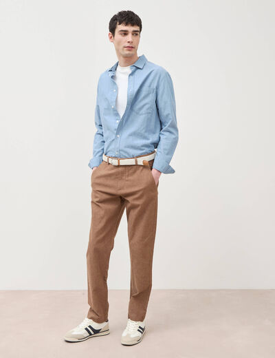 Chino coupe droite longueur 32 marron homme