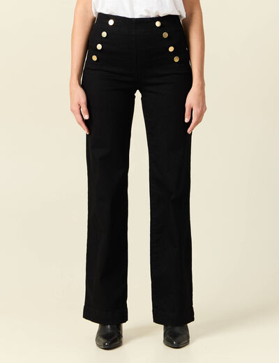 Jeans flare à pont denim noir femme