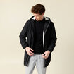 Parka longue droite &agrave; capuche noir homme