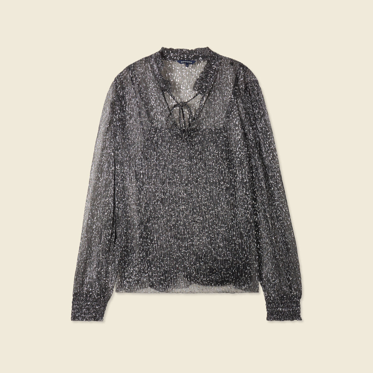 T-shirt manches longues brillant noir femme
