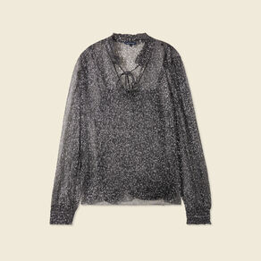 T-shirt manches longues brillant noir femme