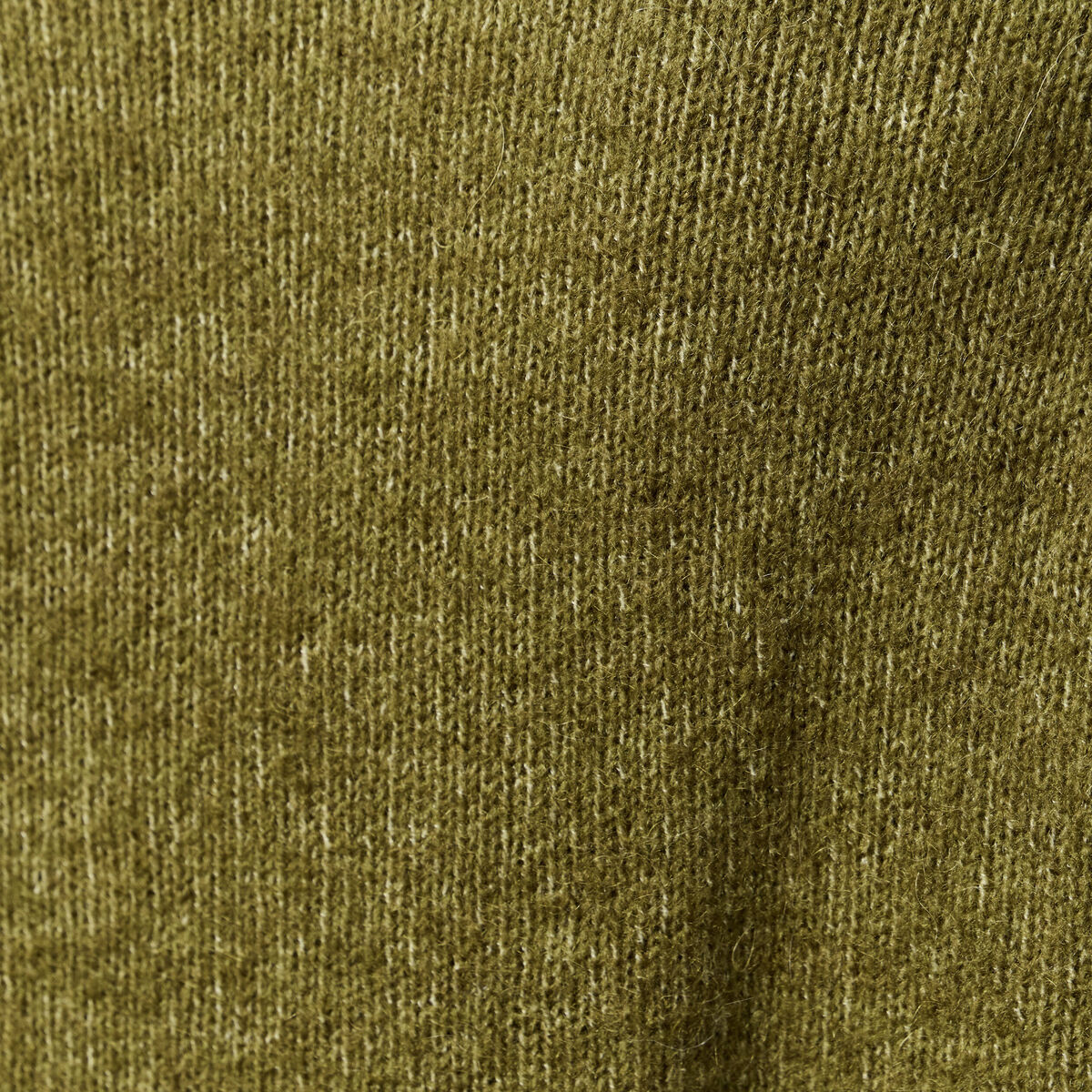 Pull col rond manches longues vert kaki femme