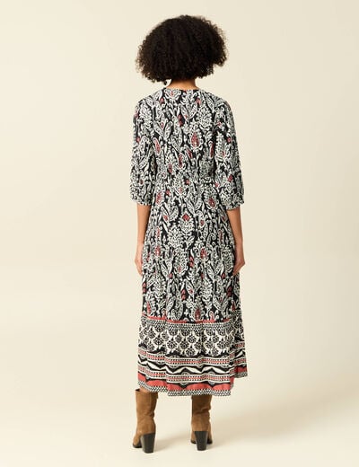 Robe longue évasée noir femme