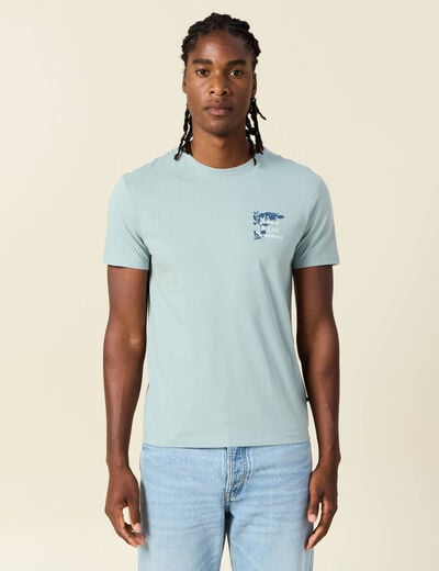 T-shirt manches courtes bleu gris homme