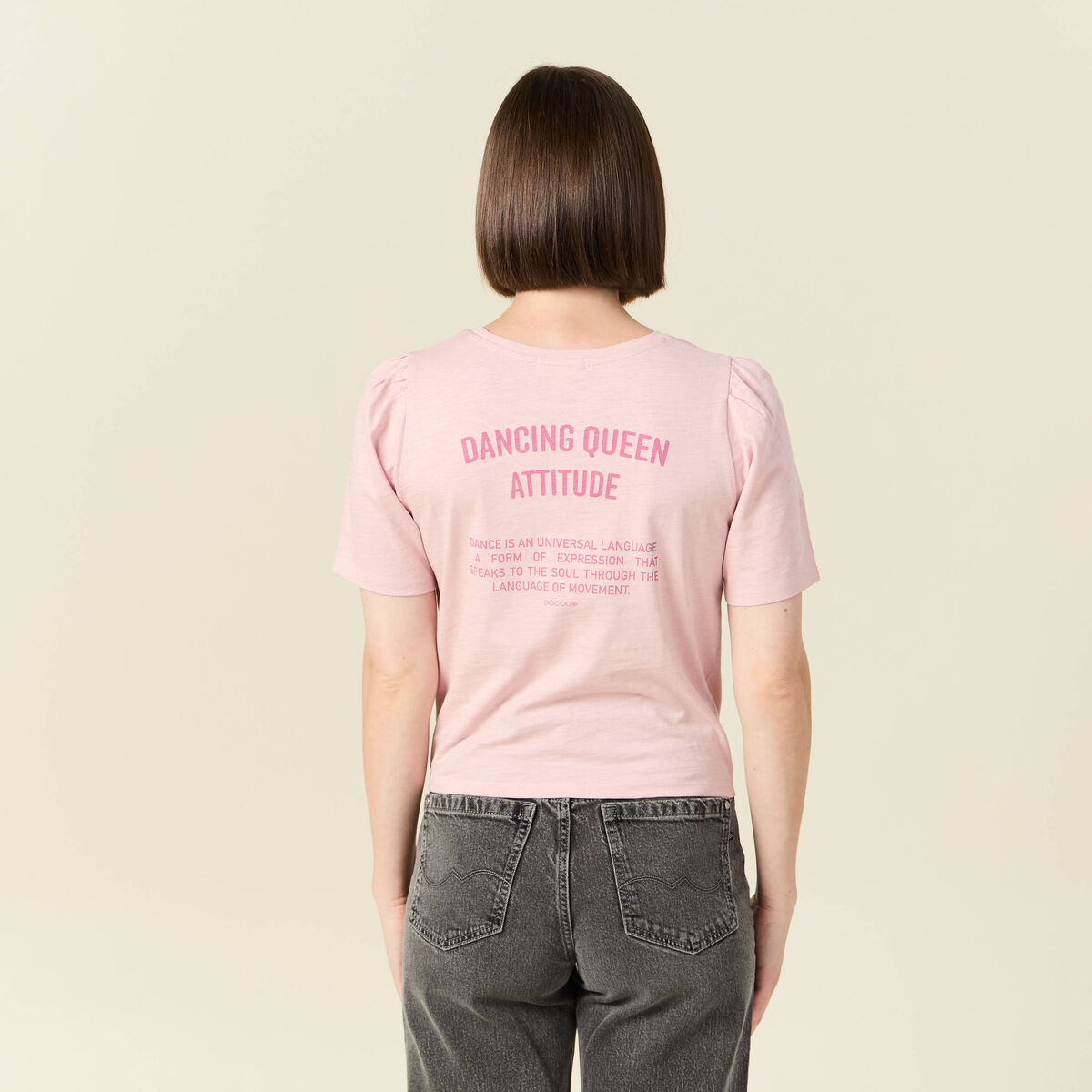 T-shirt en coton manches courtes rose pastel femme