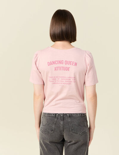 T-shirt en coton manches courtes rose pastel femme