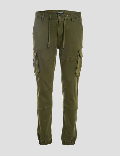 Pantalon cargo taille à cordon vert kaki homme