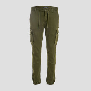 pantalon cargo taille a cordon vert kaki homme Pantalon cargo taille à cordon vert kaki homme
