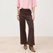 Jeans large cropped taille haute marron chocolat femme
