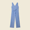 Combinaison pantalon ceinturée bleu femme