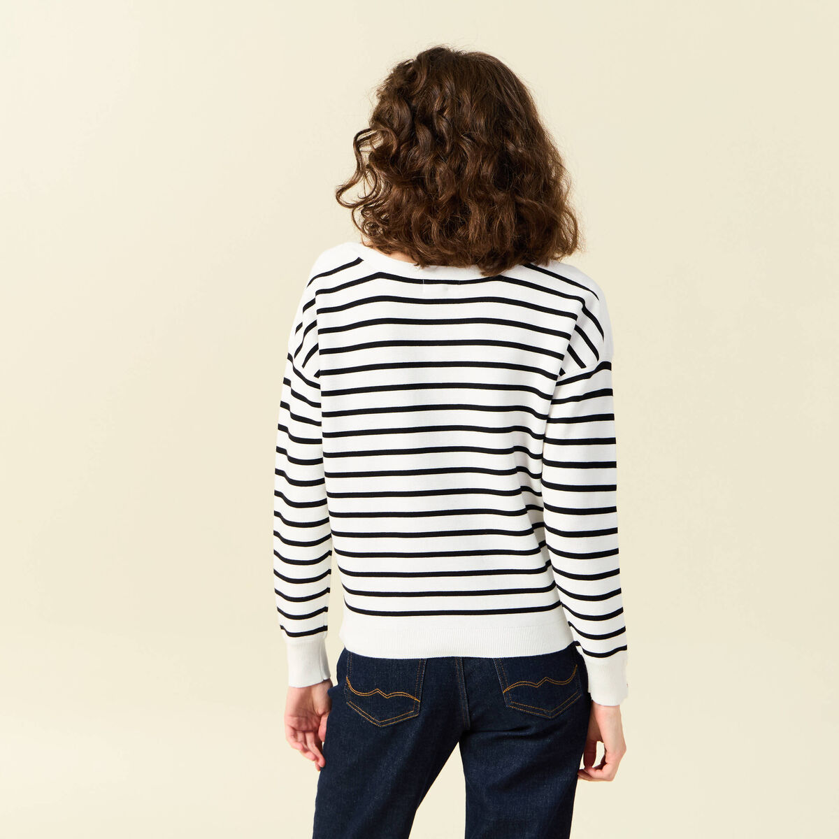 Pull manches longues ecru femme