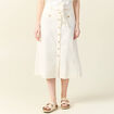 Jupe midi trapèze denim blanc femme