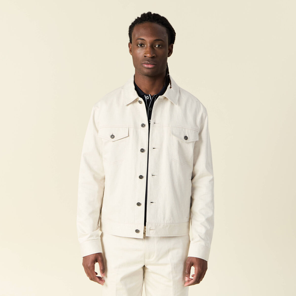 Veste boutonn&eacute;e sable homme