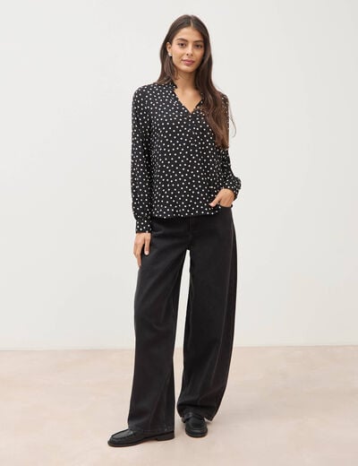 Blouse manches longues noir femme