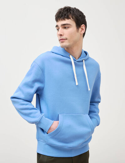 Sweat &agrave; capuche bleu violet homme