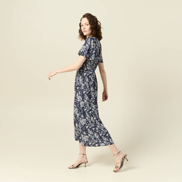 Robe longue éco-responsable bleu femme