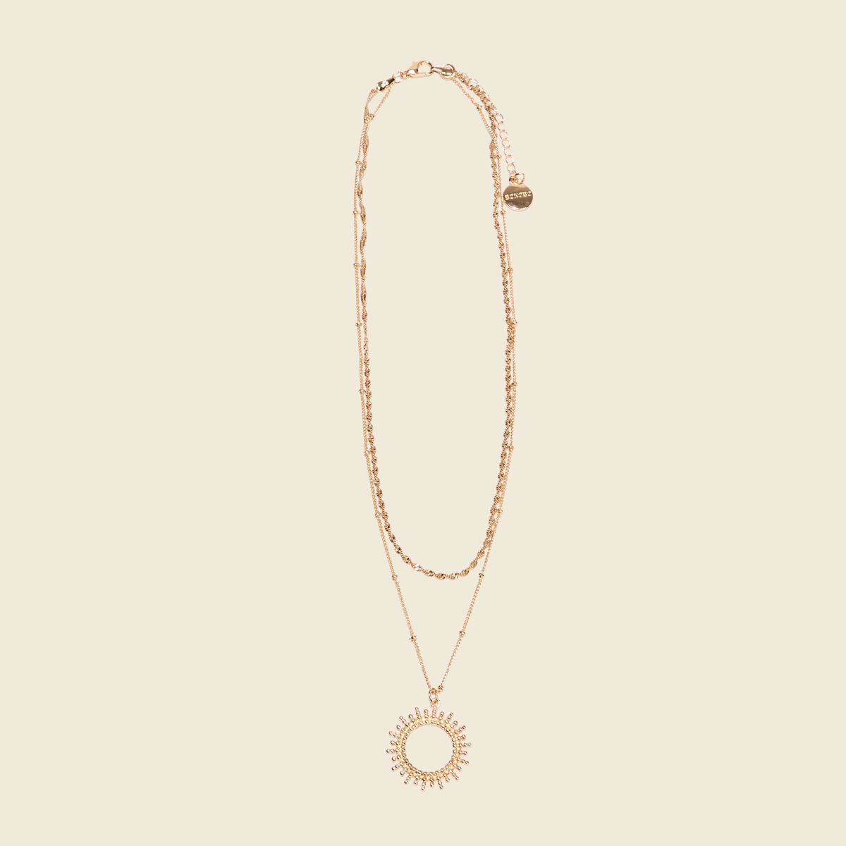 Collier 2 rangs avec pendentif couleur or femme